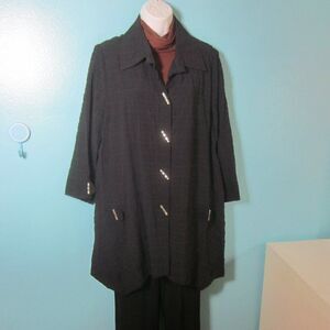 Moonlight Y&S Womens Size XL Textured Black Cotton Oversized 3/4 Sleeve Jacket
